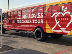 H-E-B Brighton Center Texas Lovers Teachers Tour Bus
